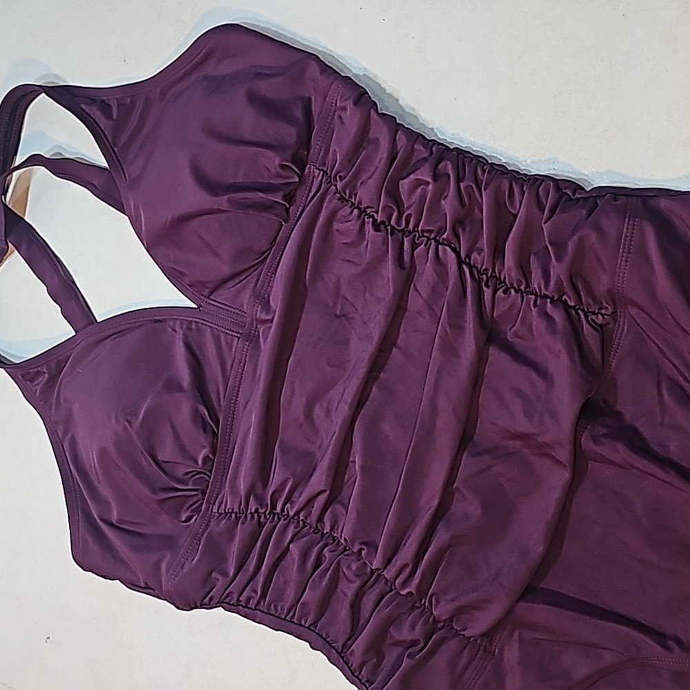 NWOT Maroon Tummy Control One Piece Swimsuit